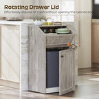 YATINEY Trash Cabinet, Freestanding Trash Can Cabinet, Wooden Recycling - Image 4