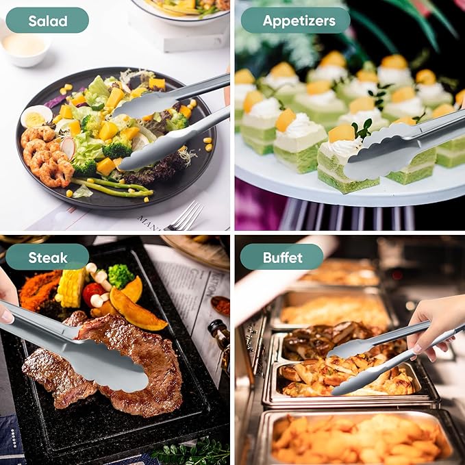 12 Pieces Buffet Tongs 7'' Serving Tongs Heavy Duty Stainless steel Kitchen and - Image 7