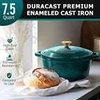 MUELLER HOME 7.5 QT Enameled Cast Iron Dutch Oven, Heavy-Duty Casserole Dish - Image 2