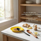 Sunflower-Shaped 2pcs Ceramic Grater Plate & Spoon Rest - Image 6