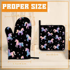 Cute Unicorn Pattern Oven Mitts and Pot Holders Set - Image 2