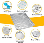 P&P CHEF 16 Inch Baking Sheet and Rack Set, Stainless Steel Cookie Sheets Oven - Image 3