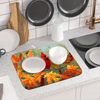 Giwawa Fall Birds Dish Drying Mat 16x18 Inch Autumn Maple Leaf Tree Dish - Image 6