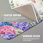 Hydrangea Floral Dish Drying Mat 16x18 inch Spring Summer Decorative Fast Dry - Image 3