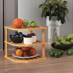 VERTORGAN 3 Tier Bamboo Corner Shelf, Dish Drying Rack, Plate Organizer - Image 2