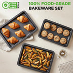 NutriChef 3-Piece Nonstick Baking Sheet Set – Non-Toxic Cookie Sheets - Image 5