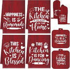Leinuosen 8 Pcs Kitchen Towels and Oven Mitts Sets Pot Holders Dishcloths Set by Leinuosen