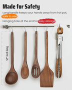 Elegant 5-Piece Walnut Wood Kitchen Utensil Set – Non-Scratch, Heat-Resistant - Image 4