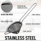 Zulay Kitchen 304 Stainless Steel Fine Mesh Strainer - Image 2