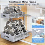 Under Sink Organizer, 2 Tier Pull Out Under Cabinet Organizer Shelf - Image 7