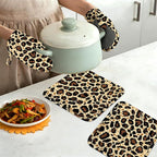 Leopard Print Oven Mitts and Pot Holders Sets of 4, Heat Resistant Silicone - Image 7