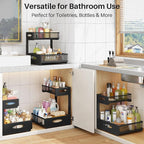 Under Sink Organizer, 2 Pack 2 Tier Pull Out Under Cabinet Organizer Shelf - Image 9