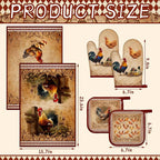 Leinuosen 6 Farm Rooster Farmhouse Kitchen Decor Dish Towels Oven Mitts and Pot - Image 3