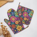 Oven Mitts and Pot Holders Set, Colorful Flower Art Silicone Kitchen - Image 6