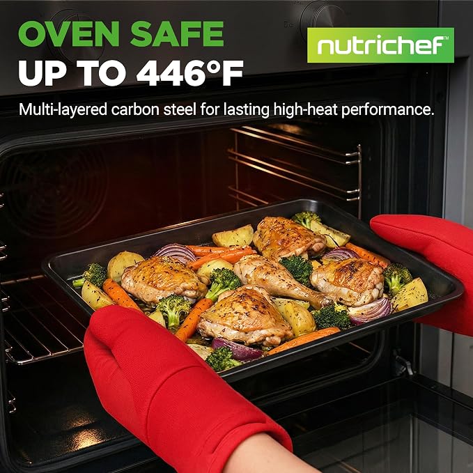 NutriChef Stackable Non-Stick Baking Pan Set – Carbon Steel Bakeware Set w/ - Image 2