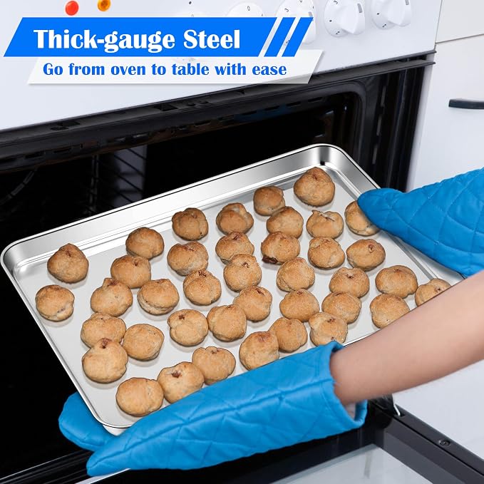 E-far Large Baking Sheet, 20”x14” Stainless Steel Cookie Sheet Pan - Image 3