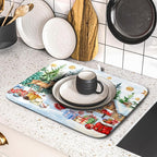 Christmas Kitchen Drying Mat 16 x 18 Inch Winter Snowflake Drying Pad Snowman - Image 5