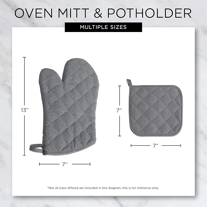 DII Basic Terry Collection 100% Cotton Quilted, Oven Mitt, 2 Piece - Image 9