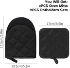 Oven Mitts and Pot Holders Set, Heat Resistant Silicone Kitchen Mini Oven - Image 2