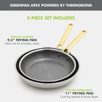 GreenPan Hybrid 9.5” & 11” Nonstick Stainless Steel Frying Pan Set, APEX - Image 4