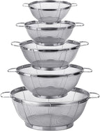5 Pack 18/8 Stainless Steel Colander Sieves, Rinse or Steam by Tiawudi
