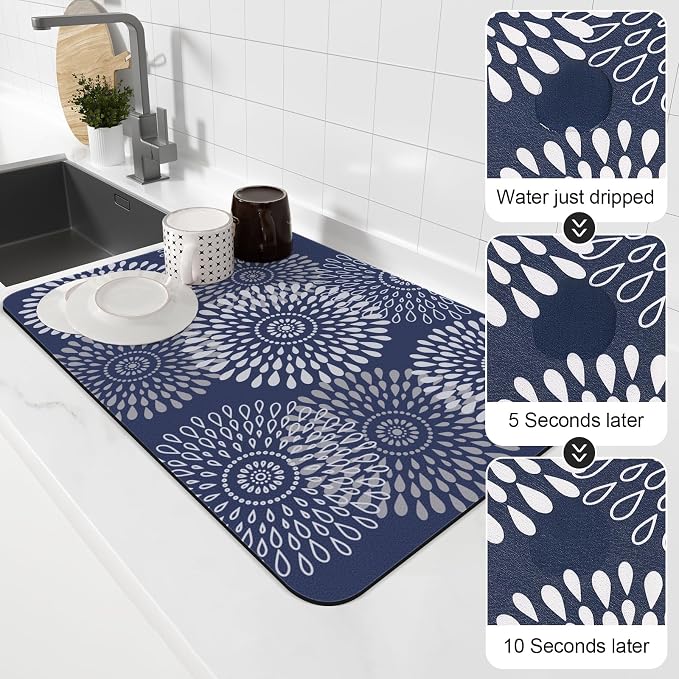LuxStep Dish Drying Mat Super Absorbent Kitchen Counter Mat Rubber Backing - Image 4