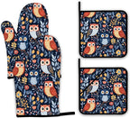 Colorful Cute Owl Oven Mitts and Pot Holders, Heat Resistant Oven Mitts Gloves by Unknown