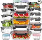 KEMETHY 40 PCS Glass Food Storage Containers by KEMETHYFocusesonCreatingEfficientStorageProductswithQualityMaterials