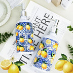 2 Pcs Blue Tiles Lemon Soap Dispenser Blue Tile Yellow Capri Lemon Glass - Image 3