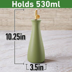 Ceramic Olive Oil Dispenser - 530 ML Capacity Matte Green Ceramic Oil Dispenser - Image 6