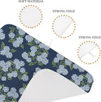 Navy Blue Dish Drying Mat 18x24 Inch Blue Green Vintage Floral Hydrangea Flower - Image 3
