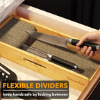SpaceAid Knife Drawer Organizer Bamboo Insert Dock, Kitchen Steak Knives Holder - Image 2