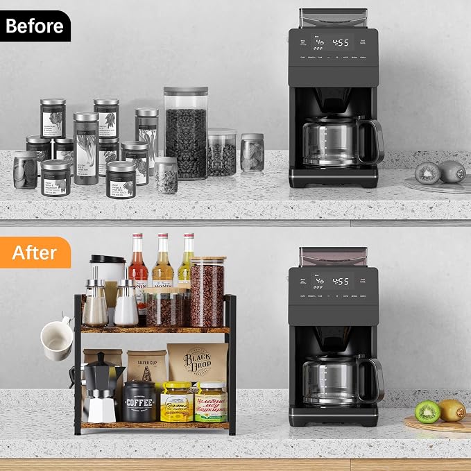 RUILALIFE 2 Tier Kitchen Counter Shelf Organizer, Coffee Bar Station Organizer - Image 6