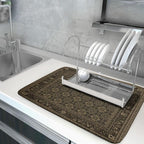 Brown Antique Tabriz Rug Dish Drying Mat - Image 5