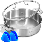 LOLYKITCH Sauté Pan, 6QT Tri-Ply Stainless Steel Deep Cooking Pan, 12 Inch by LolyKitch