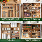 Bamboo Drawer Organizer 14 Pcs for Kitchen Multi-purpose Storage Dividers for - Image 3