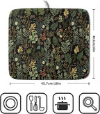 Black Green Botanical Dish Drying Mat - Image 2