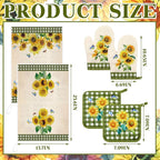 Leinuosen 6 Novelty Sunflower Kitchen Towels Kitchen Decor and Accessories Set - Image 3