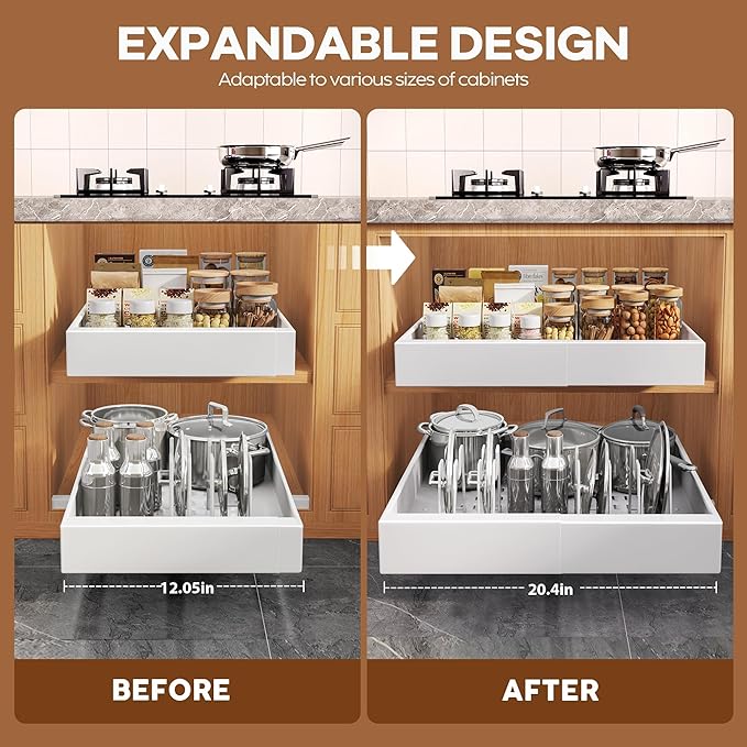 Seinloes 4Pack Expandable Pull Out Cabinet Organizer 21"Deep - Image 3