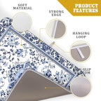 Boho Floral Dish Drying Mat 18x24 Inch Blue Leaves Kitchen Drying Pad - Image 4