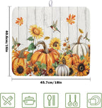 Fall Sunflower Maple Leaves Dish Drying Mat - Image 2