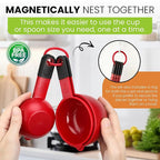 Spring Chef Red Magnetic Measuring Cups and Spoons Set of 9, Stackable Plastic - Image 2