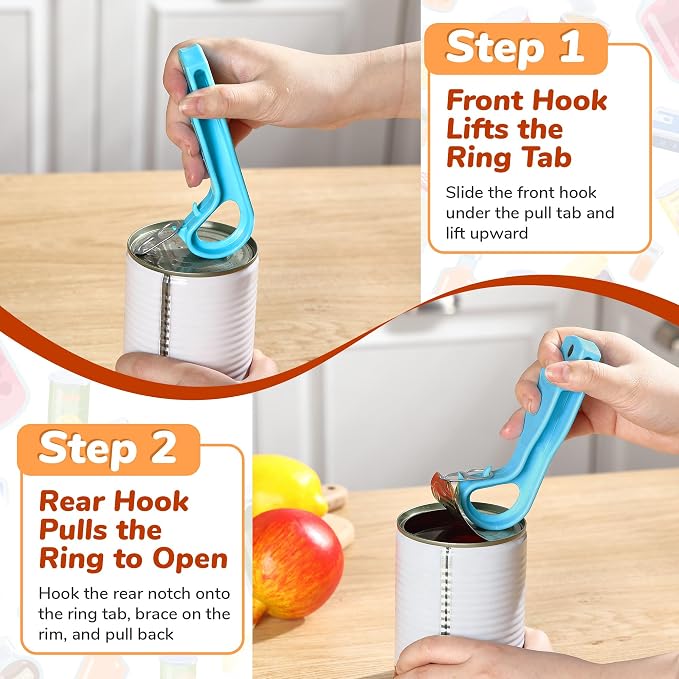 2 Pack 2-IN-1 Ring Pull Can Opener and Canning Jar Opener - Image 7