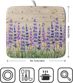 Lavender Floral Dish Drying Mat 16x18 inch Spring Summer Flower Decorative Fast - Image 2