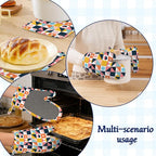 Oven Mitts and Pot Holders Sets Abstract Geometric Silicone Kitchen Mits - Image 6