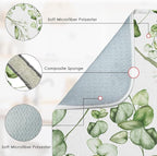 Sanwarm Absorbent Dish Drying Mat, Vintage Summer Eucalyptus Leaves Flower - Image 3