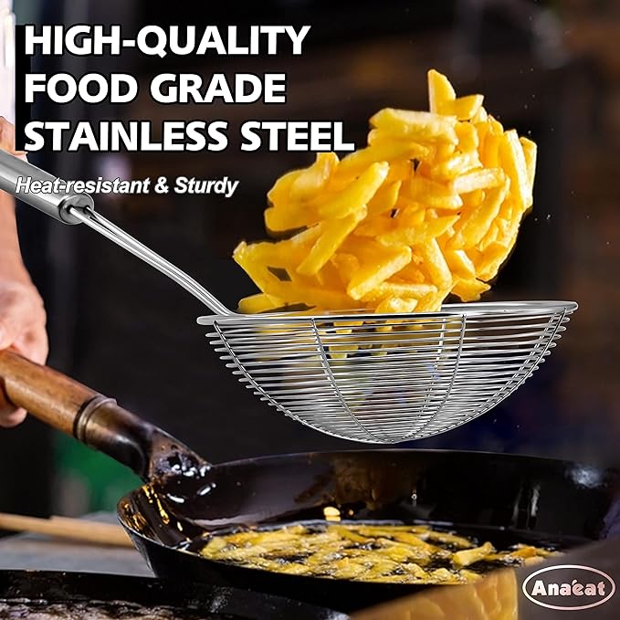 Anaeat 6.1" Stainless Steel Spider Skimmer, Professional Kitchen Pasta Strainer - Image 2