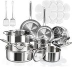 16-Piece Pots and Pans Set, Tri-Ply Stainless Steel Cookware Set by Unknown