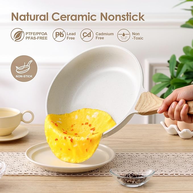 SENSARTE Nonstick Ceramic Cookware Set 16-Piece, Healthy Pots and Pans Set - Image 2