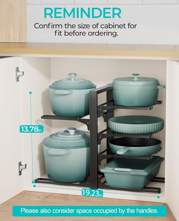 ORDORA 6-Tier Pots and Pans Organizer under Cabinet, Kitchen Cabinet Organizers - Image 2